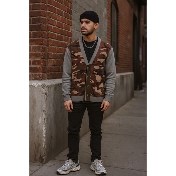 Comme Des Garçons Homme Men’s Camouflage Cardigan Sweater Small Cotton CDG - Picture 1 of 11